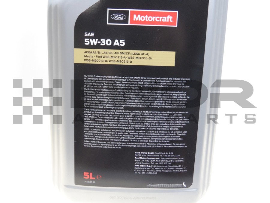 FORD Olej silnikowy - syntetyk FORD MOTORCRAFT A5 5W-30 5L 15CF54 / 155DFC  / 151CC2