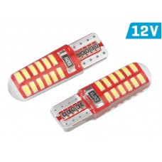 Żarówka (W5W) VISION (T10) 12V 24x 3014 SMD LED, CANBUS, silikonowa oprawka, biała, 2 szt.