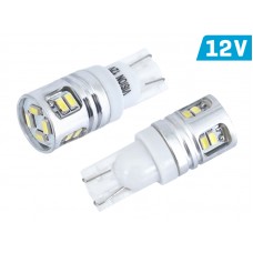 Żarówka (W5W) VISION (T10) 12V 12x 3014 SMD LED, aluminiowa oprawka, biała, 2 szt.