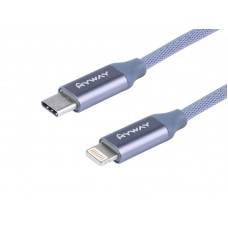 Kabel MYWAY do ładowania i synchronizacji, w oplocie z mikrofibry, 120 cm, USB-C > Lightning
