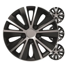Kołpaki samochodowe 4szt. komplet Rapide czarno srebrne 15" cali COLOR BOX