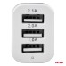 Ładowarka samochodowa 3x USB biała PCH-03 AMIO-01027