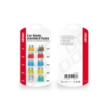 Bezpieczniki samochodowe płytkowe standard zestaw komplet 10 szt. AMIO-01138
