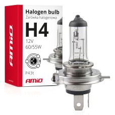 Żarówka halogenowa H4 12V 60/55W filtr UV (E8) AMIO-01268
