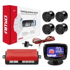 Zestaw czujników parkowania czujniki cofania LED GRAF 4 sensory czarne AMIO-01562