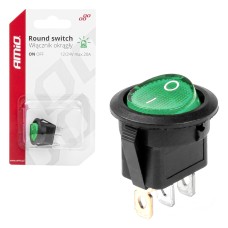 Włącznik przełącznik okrągły z zielonym podświetleniem AMIO-03084