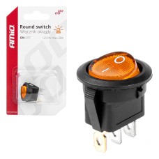 Włącznik przełącznik okrągły z żółtym podświetleniem AMIO-03085