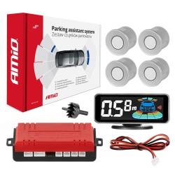 Czujniki parkowania cofania srebrne LED 3D AMIO-03187 Czujniki parkowania cofania srebrne LED 3D AMIO-03187