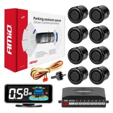 Czujniki parkowania cofania LED 3D przód tył czarne GOLD 18mm AMIO-03192