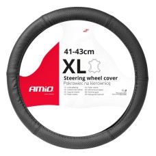 Pokrowiec skórzany perforowany nakładka na kierownicę samochodową XL 41-43cm SWC-50-XL AMIO-03558