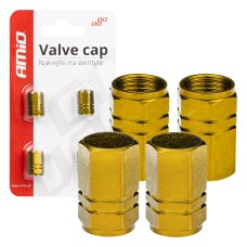 Aluminiowe nakrętki na wentyle kapturki żółte 4 szt AMIO-03633