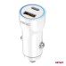 Ładowarka samochodowa USB-A+ USB-C 20W AMIO-03881