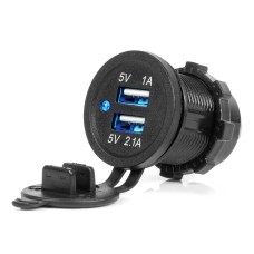 Ładowarka samochodowa z gniazdami USB wodoodporna 3.1A 2xUSB 12V 24V AMIO-04216