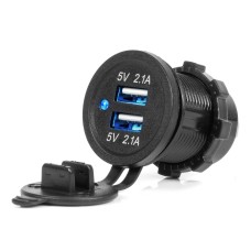 Ładowarka samochodowa z gniazdami USB wodoodporna 4.2A 2xUSB 12V 24V AMIO-04217