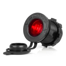 Gniazdo zasilania dodatkowe do zabudowy z czerwonym podświetleniem 12V 24V AMIO-04219