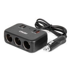 Rozdzielacz gniazda zapalniczki z ładowarką 1x USB-A 1x USB-C QC4.0 12V 24V 120W 80cm AMIO-04365