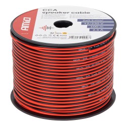 Kabel głośnikowy dwużyłowy CCA 2x0.5mm2 100m 2.5A AMIO-04456 Kabel głośnikowy dwużyłowy CCA 2x0.5mm2 100m 2.5A AMIO-04456