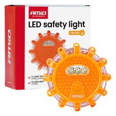 Samochodowa lampa awaryjna akumulatorowa z funkcją latarki 12SMD+3SMD 650mAh (BATT) światło pomarańczowe AMIO-04829