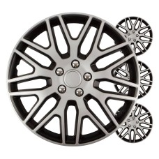 Kołpaki samochodowe 4szt. komplet Dakar czarno srebrne 15" cali COLOR BOX