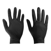 Rękawiczki nitrylowe bezpudrowe, czarne, rozm. XL, opakowanie 100 szt.