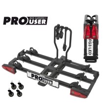 Bagażnik na hak / platforma rowerowa PROUSER Diamant FG3 BLACK LED na 3 rowery | wersja limitowana