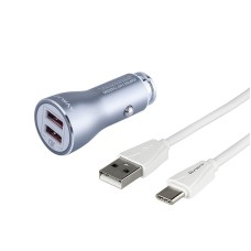 Ładowarka 12/24V QC3.0 2x USBAuto-ID, max 4.2A + kabel USB > USB-C