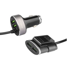 Ładowarka 12/24V 2x USB + 2x USB 5.1A Auto ID, na przewodzie 100cm z klipsem