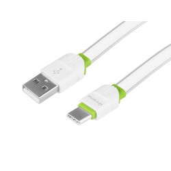 Kabel do ładowania isynchronizacji, silikonowy płaski, 200 cm, USB > USB-C