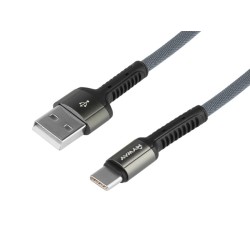 Kabel do ładowania isynchronizacji, w oplocie z mikrofibry, 200 cm, USB > USB-C
