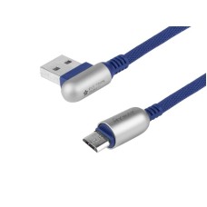 Kabel do ładowania i synchronizacji, 120 cm, w oplocie z mikrofibry, dwustronne kątowe USB > micro USB, navy