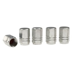Nakrętki na wentyle, aluminiowe sześciokątne, 5 szt., srebrne Nakrętki na wentyle, aluminiowe sześciokątne, 5 szt., srebrne
