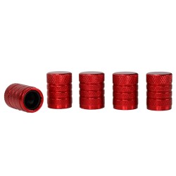 Nakrętki na wentyle, aluminiowe z gwintowanym wkładem z tworzywa, 5 szt., czerwony Nakrętki na wentyle, aluminiowe z gwintowanym wkładem z tworzywa, 5 szt., czerwony