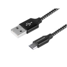 Kabel do ładowania i synchronizacji, 300 cm, w oplocie z mikrofibry, USB > micro USB