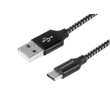 Kabel do ładowania i synchronizacji, 300 cm, w oplocie z mikrofibry, USB > USB-C