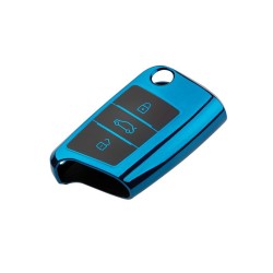 Etui na kluczyk VW, Škoda, Seat - nowy typ, niebieski chrom