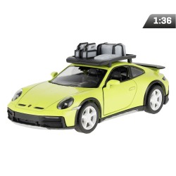 Model 1:36, Porsche 911 Rallye z bagażnikiem dachowym, żółty