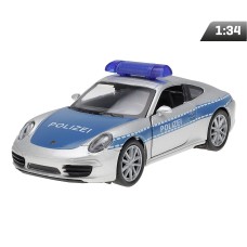 Model 1:34, PORSCHE 911 Carrera S, POLIZEI, srebrny