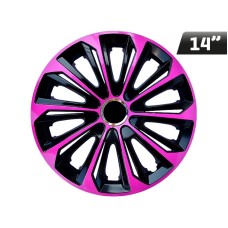 Kołpaki EXTRA STRONG pink - black 14", 4 szt.