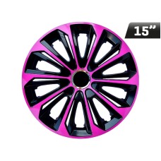 Kołpaki EXTRA STRONG pink - black 15", 4 szt.