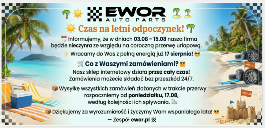 Przerwa urlopowa 3-15 sierpnia 2026